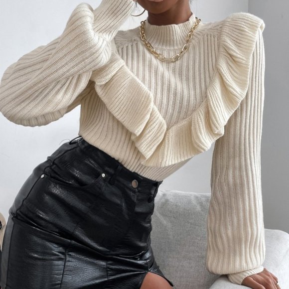 Sweaters - Contemporary Ruffle Trim Sweater Top